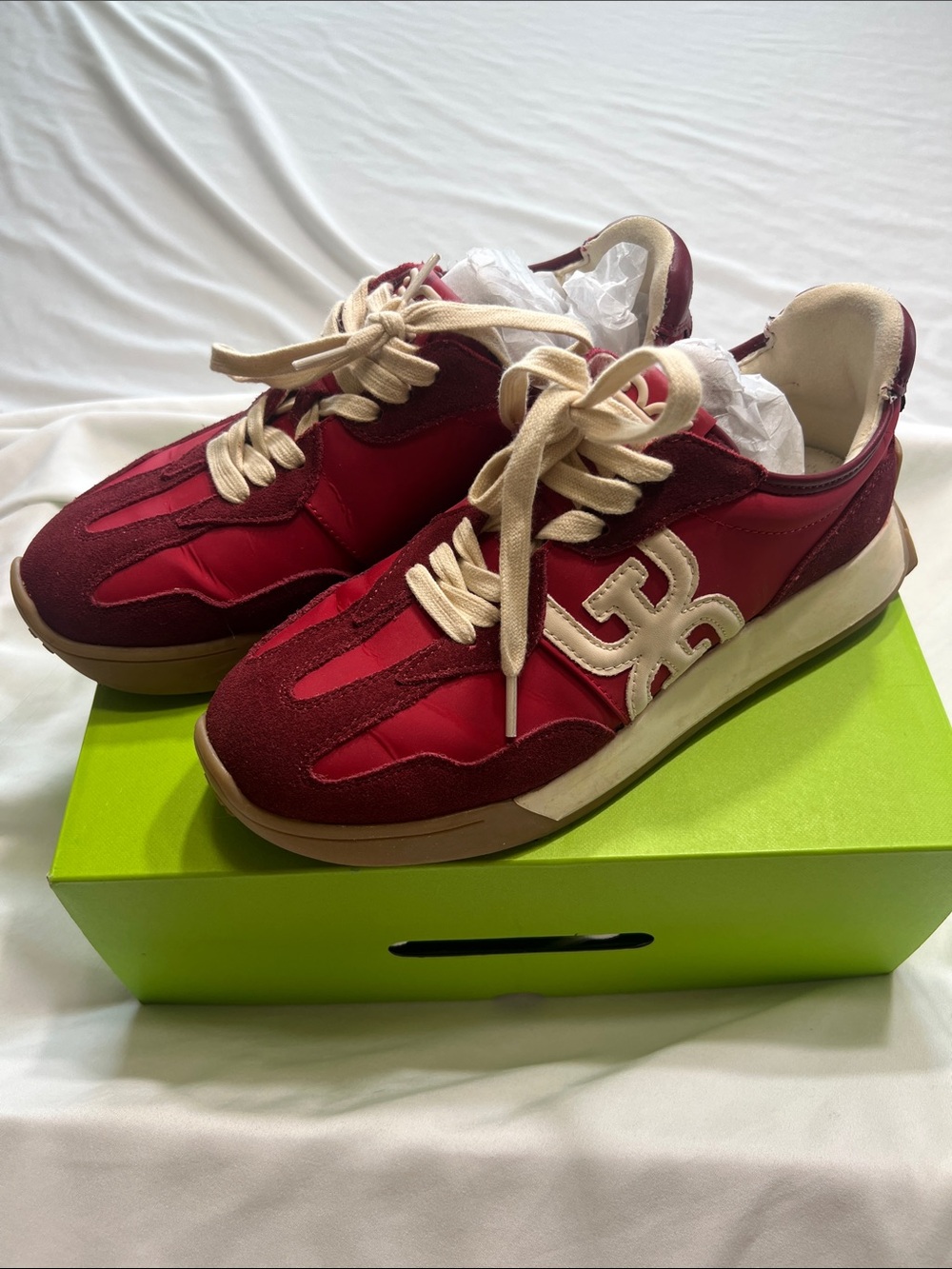 Sam Edelman Burgundy and Cream Chunky Sneakers